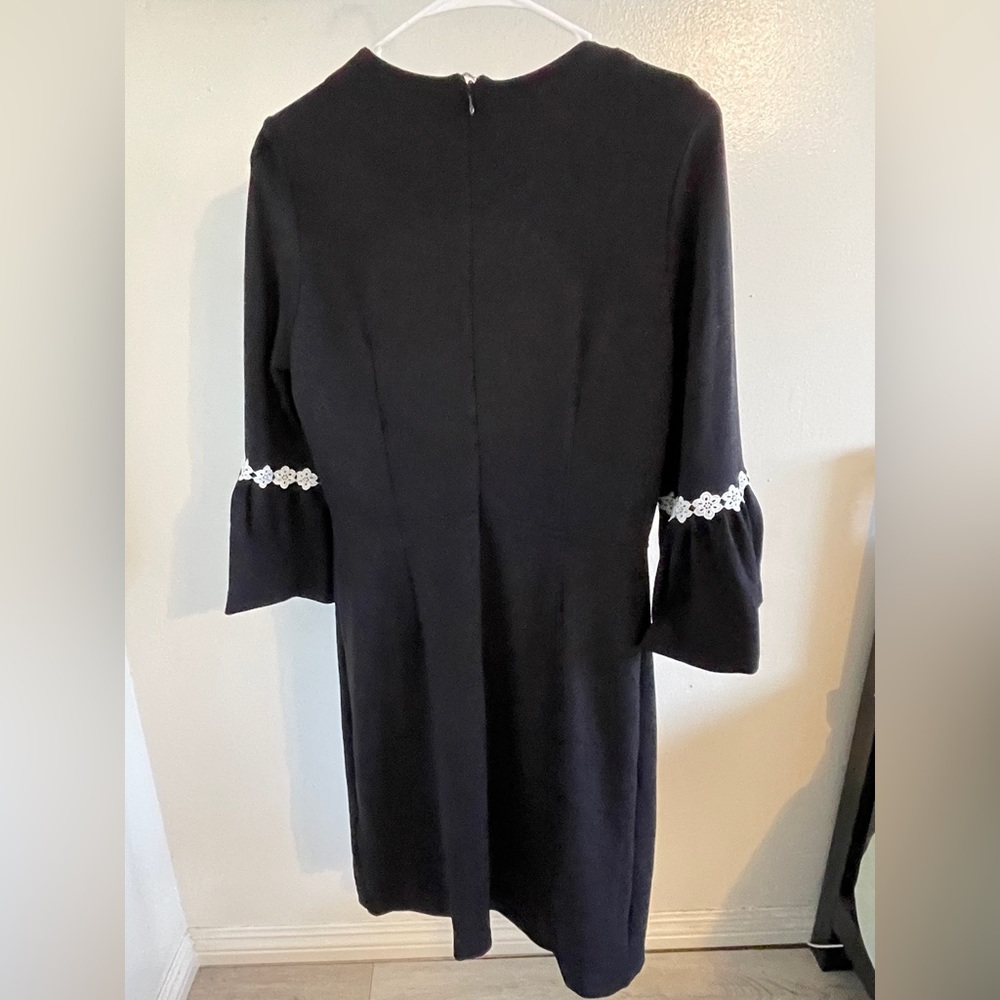 Nanette Lepore Ruffle Cuff Fitted Dress Black (Size 8) - Picture 5 of 8
